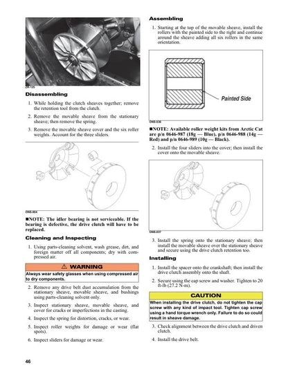 Arctic Cat ZR 200 Snowmobile Service Manual sample page showing repair procedures