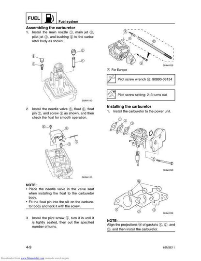 Yamaha F2.5A Outboard Service Manual sample page with technical illustrations