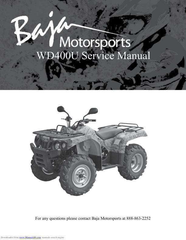 Baja Wilderness Trail WD400U ATV Service Manual factory service manual title page