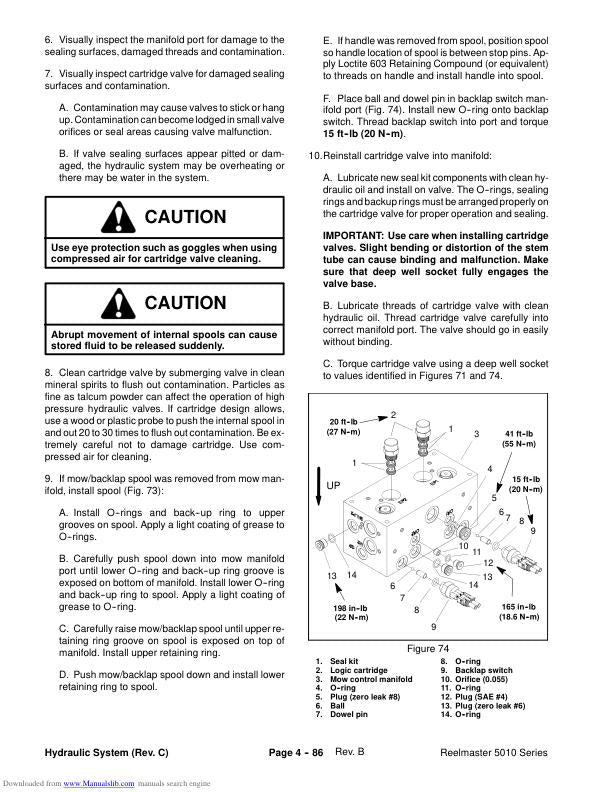 Toro Reelmaster 5210 5410 5510 5610 Mower Service Manual sample page with technical illustrations