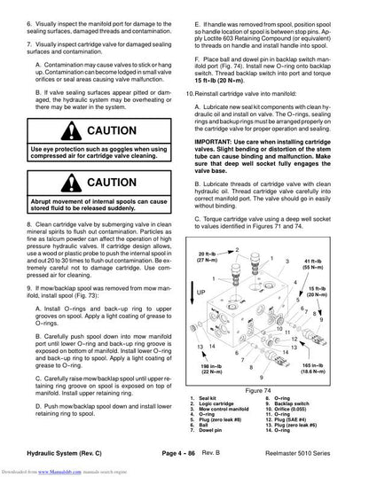 Toro Reelmaster 5210 5410 5510 5610 Mower Service Manual sample page with technical illustrations