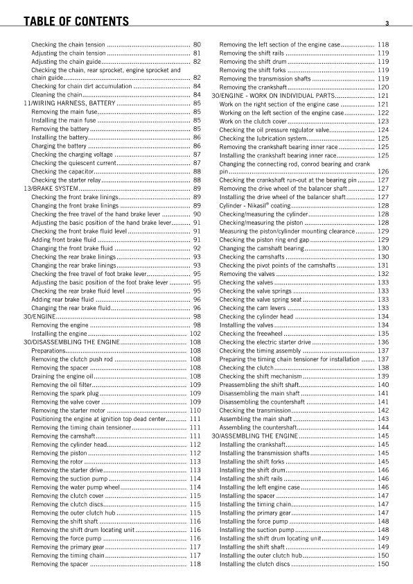 KTM SXF 350 Motorcycle Service Manual sample page from service manual