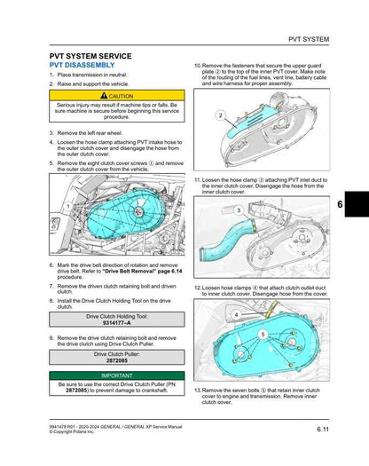 Polaris GENERAL XP XP4 UTV Service Manual sample page showing schematics and diagrams