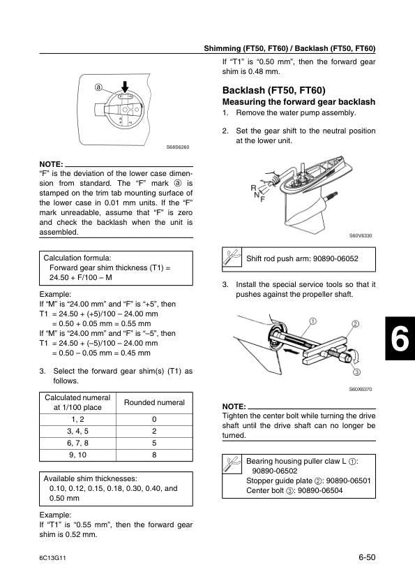 Yamaha F50F FT50G F60C FT60D Outboard Service Manual sample page from the repair manual