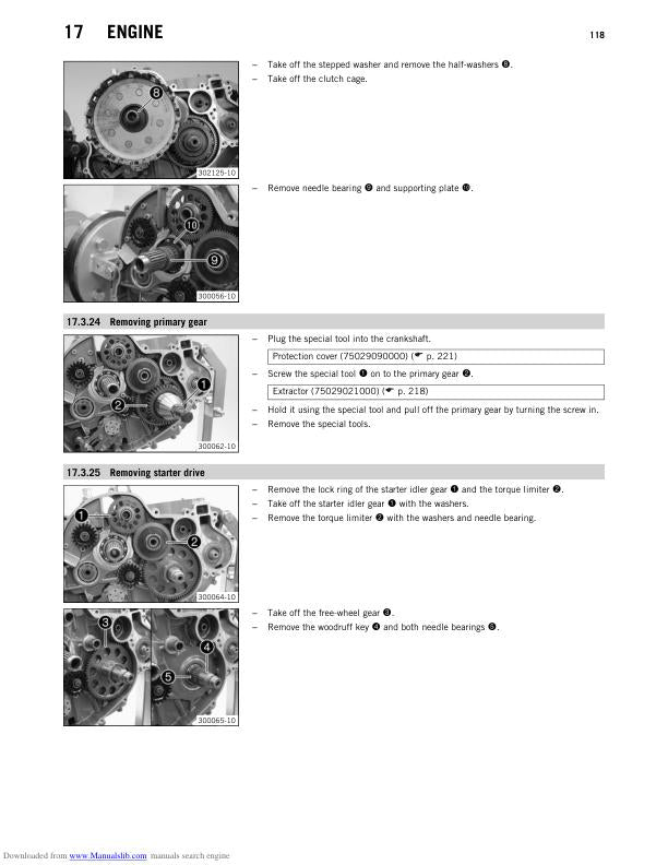 KTM 690 SMC Motorcycle Service Manual sample page with diagrams and specifications