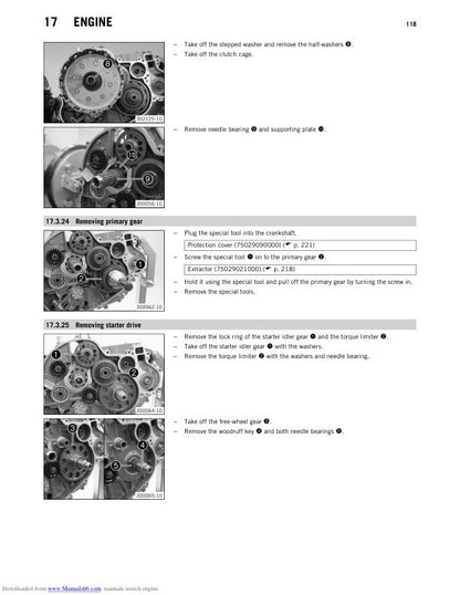 KTM 690 SMC Motorcycle Service Manual sample page with diagrams and specifications