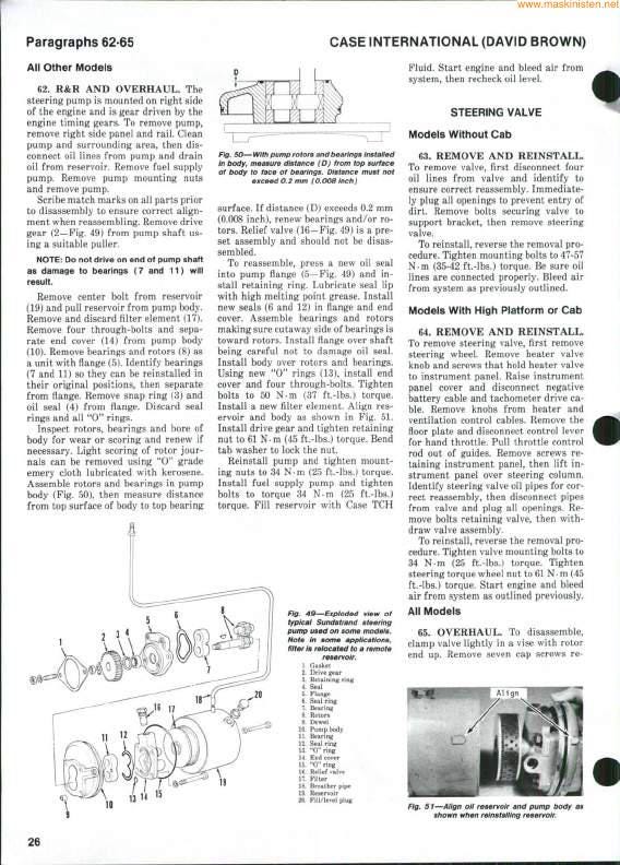 Case 1190 Wheel Loader Service Manual sample page showing repair procedures