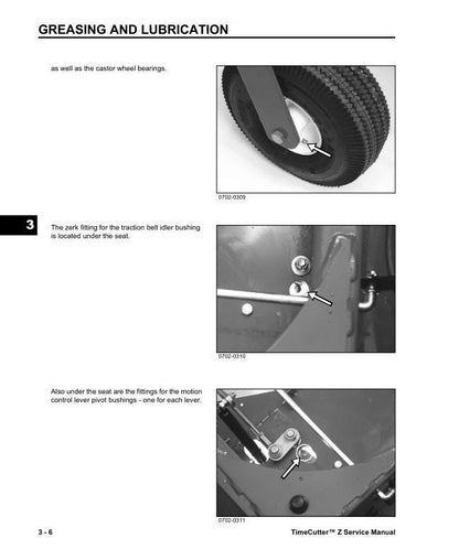 Toro TimeCutter Z16 Z17 Z18 ZX17K Mower Service Manual sample page showing repair procedures