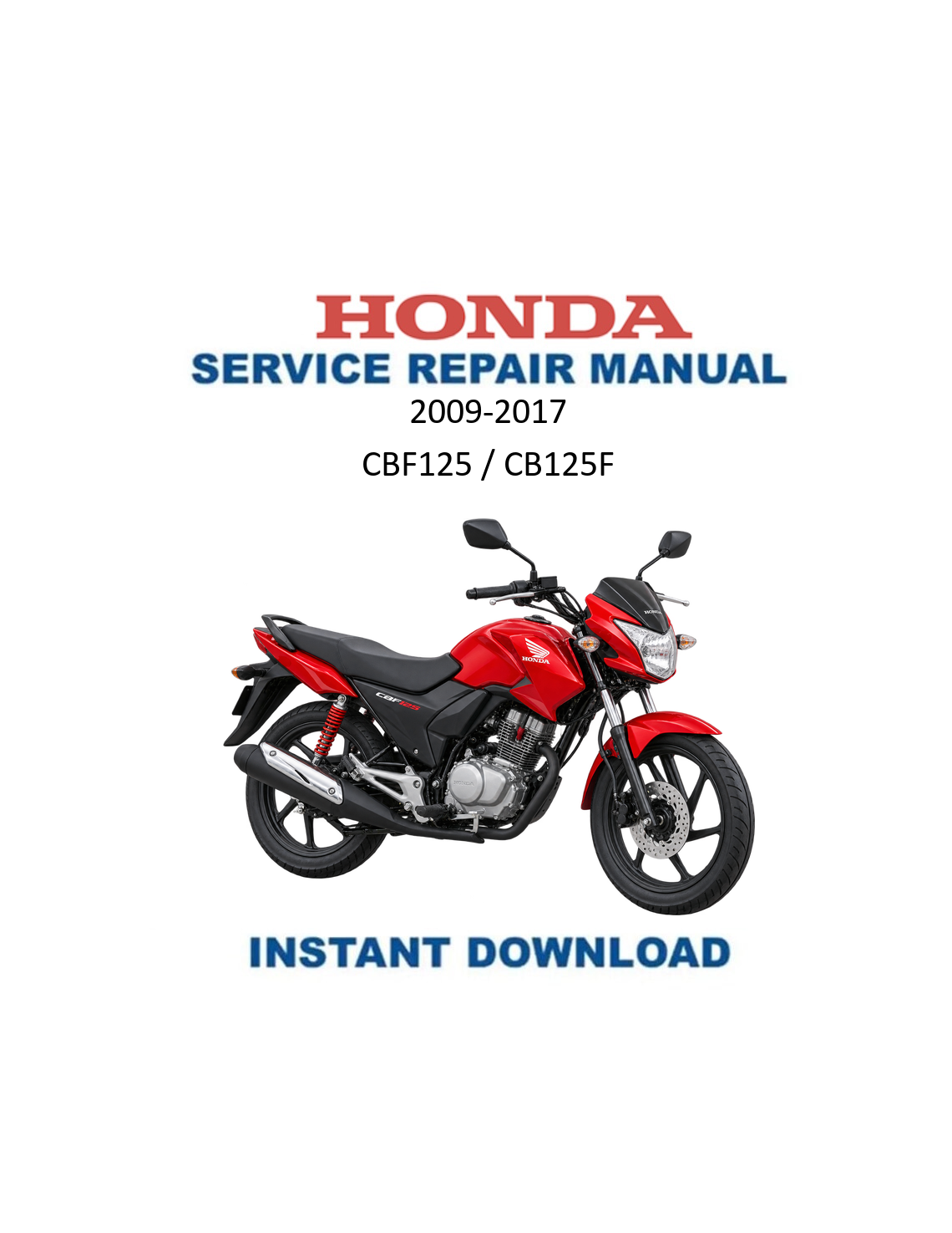 Honda CB125F CBF125 2009-2017 service manual PDF
