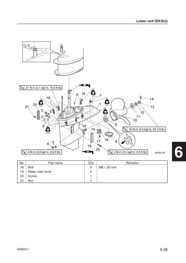 Yamaha EK25BMH Outboard Service Manual sample page showing repair procedures