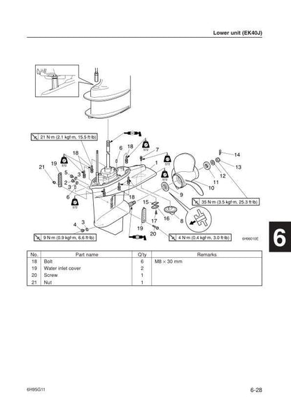 Yamaha EK25BMH Outboard Service Manual sample page showing repair procedures