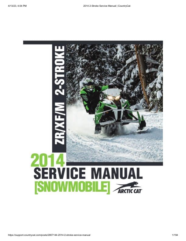 Arctic Cat F M Z1 Crossfire Bearcat Snowmobile Service Manual factory service manual title page