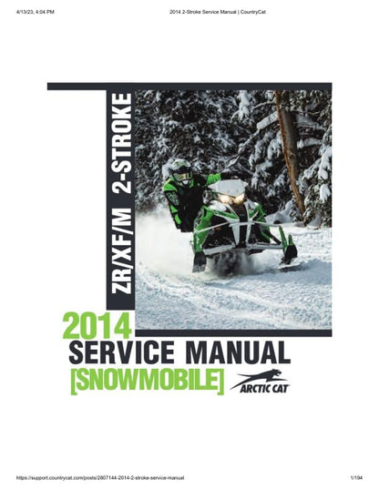 Arctic Cat F M Z1 Crossfire Bearcat Snowmobile Service Manual factory service manual title page