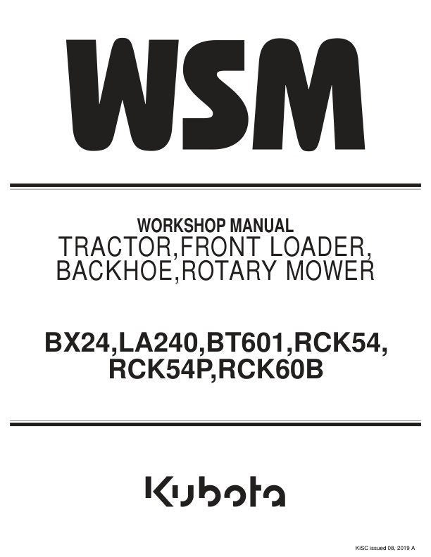 Kubota BX 24 Tractor Service Manual factory service manual title page