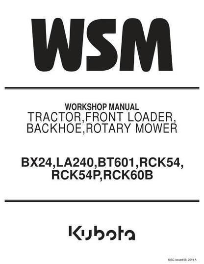 Kubota BX 24 Tractor Service Manual factory service manual title page