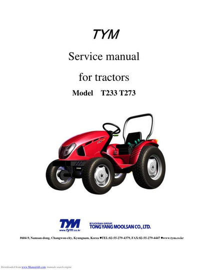 TYM T 233 273 Tractor Service Manual factory service manual title page