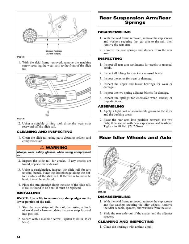 Arctic Cat ZR 200 Snowmobile Service Manual sample page showing repair procedures