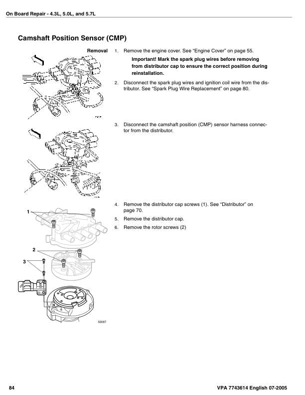 Volvo Penta 4.3 5.0 5.7 8.1 GXi OSi Gi Engine Service Manual sample page showing repair procedures
