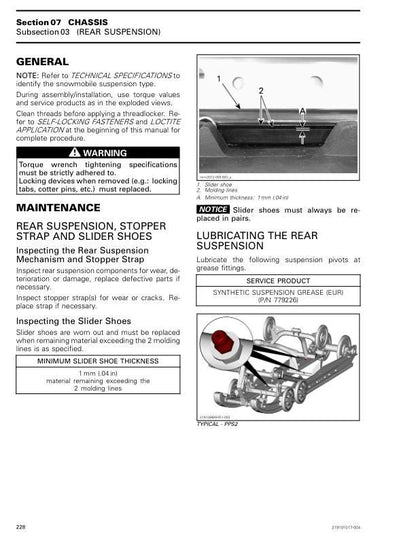 Lynx RAVE RE Enduro 600 850 Snowmobile Service Manual sample page with technical illustrations