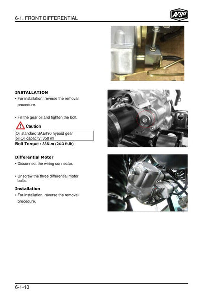 Argo XPLORER XRT 1000 UTV Service Manual sample page from the repair manual