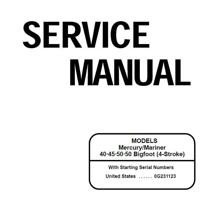 Mercury Mariner 40 45 50 Bigfoot Outboard Service Manual factory service manual title page