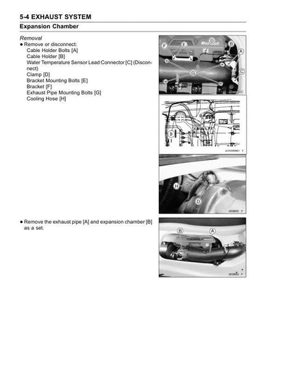 Kawasaki STX R 1200 JetSki Service Manual sample page with service data and tables