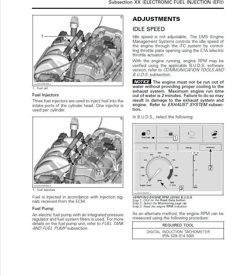 Polaris SL650-SL1050 PWC Service Manual sample page showing repair procedures
