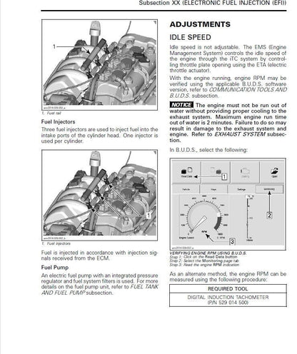 Polaris SL650-SL1050 PWC Service Manual sample page showing repair procedures