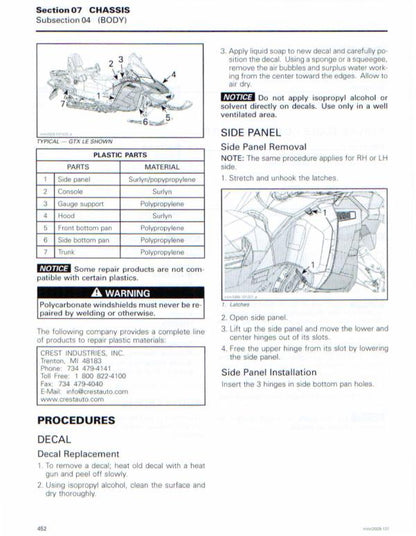 Skidoo REV 1200 GTX GSX MXZ Snowmobile Service Manual sample page from the repair manual