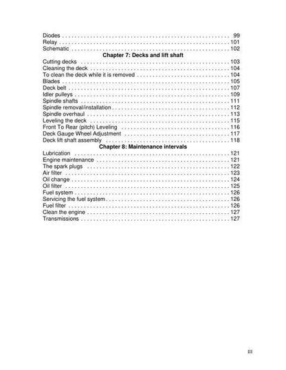 Cub Cadet RZT-S Zero Turn Mower Service Manual sample page with diagrams and specifications