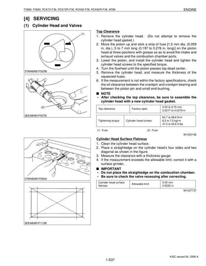 Kubota F 2880 3680 60 72 Mower Service Manual sample page showing repair procedures