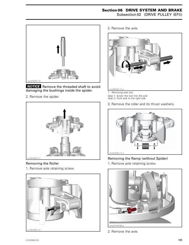Skidoo Mach Z Snowmobile Service Manual sample page with service data and tables