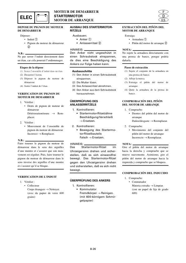 Yamaha F40 Outboard Service Manual sample page from service manual