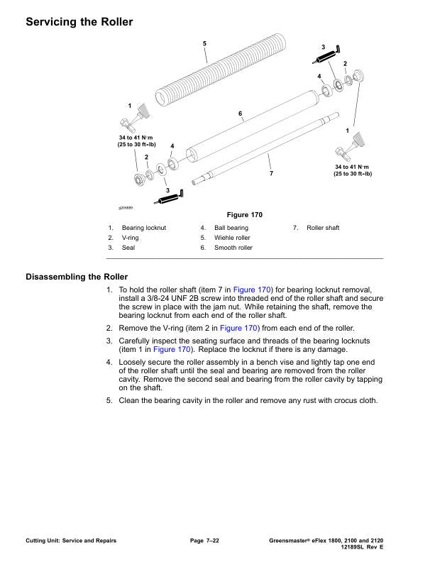 Toro Greensmaster eFlex 1800 2100 2120 Mower Service Manual sample page with technical illustrations