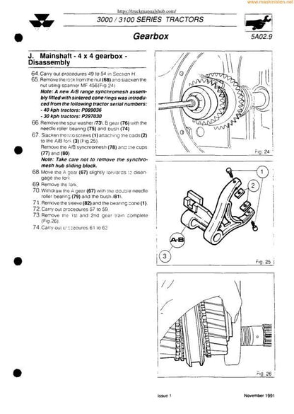 Massey Ferguson MF 3050 3060 3065 Tractor Service Manual sample page with diagrams and specifications