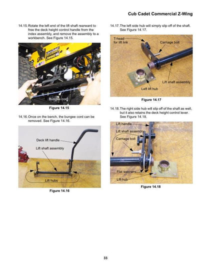Cub Cadet Z Wing Mower Service Manual sample page with service data and tables