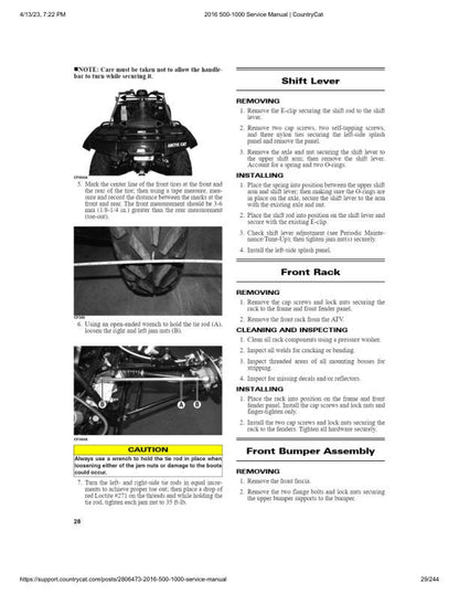 Arctic Cat Alterra 500 700 1000 ATV Service Manual table of contents