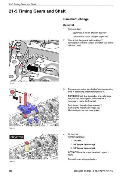 Volvo Penta TAD 540 550 570 580 840 850 870 880 Service Manual sample page from the repair manual