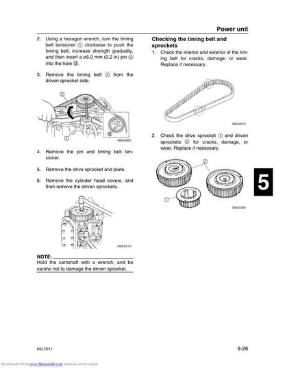 Yamaha 200C 225C Outboard Service Manual sample page showing repair procedures