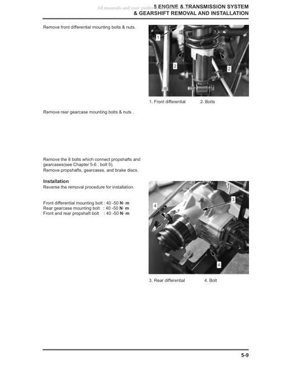 CFMOTO Tracker 800 UTV Service Manual sample page showing repair procedures