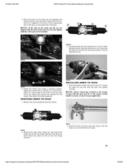 Arctic Cat Prowler Pro CREW UTV Service Manual sample page with diagrams and specifications