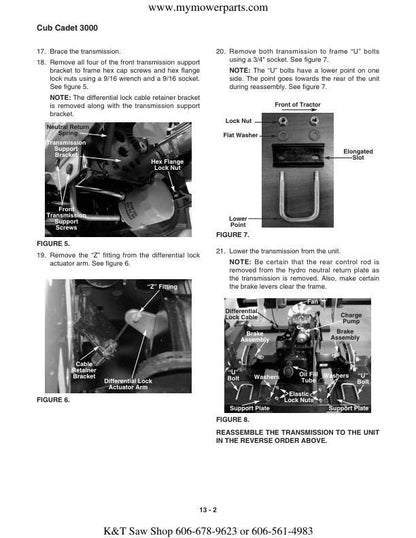 Cub Cadet 3000 Mower Service Manual sample page showing repair procedures
