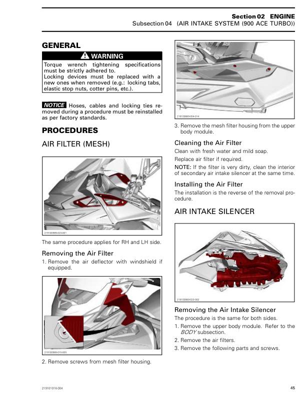 Lynx XTerrain Brutal 850 Snowmobile Service Manual table of contents