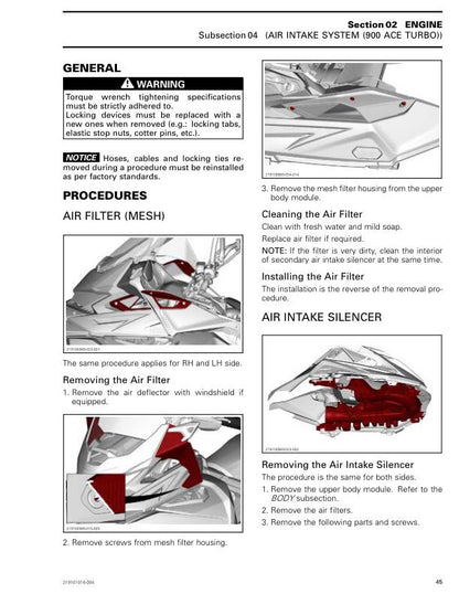 Lynx XTerrain Brutal 850 Snowmobile Service Manual table of contents