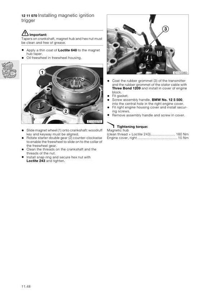 BMW F 650 GS Dakar Motorcycle Service Manual sample page with diagrams and specifications