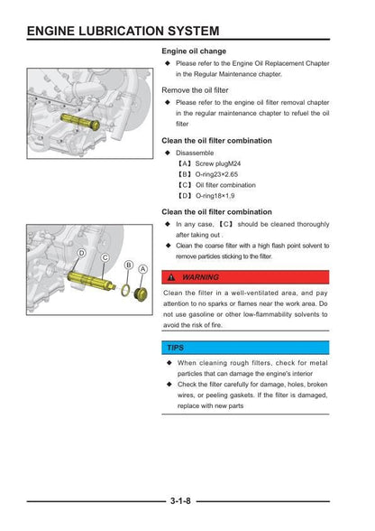 Segway Villain SSV SGW1000F UTV Service Manual sample page with diagrams and specifications