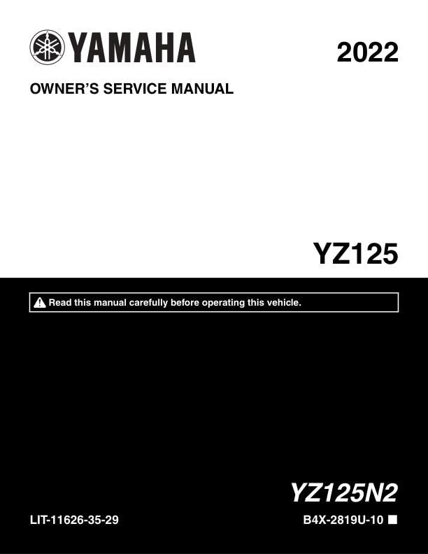 Yamaha YZ 125 N2 Motorcycle Service Manual factory service manual title page