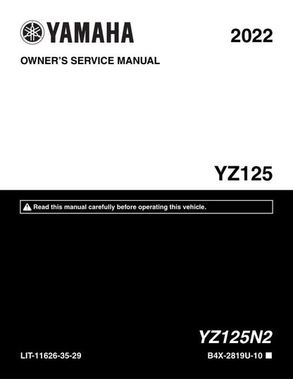 Yamaha YZ 125 N2 Motorcycle Service Manual factory service manual title page