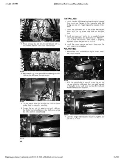Arctic Cat Wildcat Trail UTV Service Manual sample page with diagrams and specifications