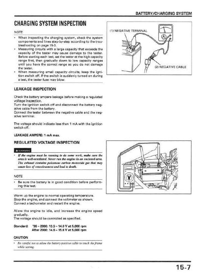 Honda Rebel CMX250 Motorcycle Service Manual sample page with diagrams and specifications